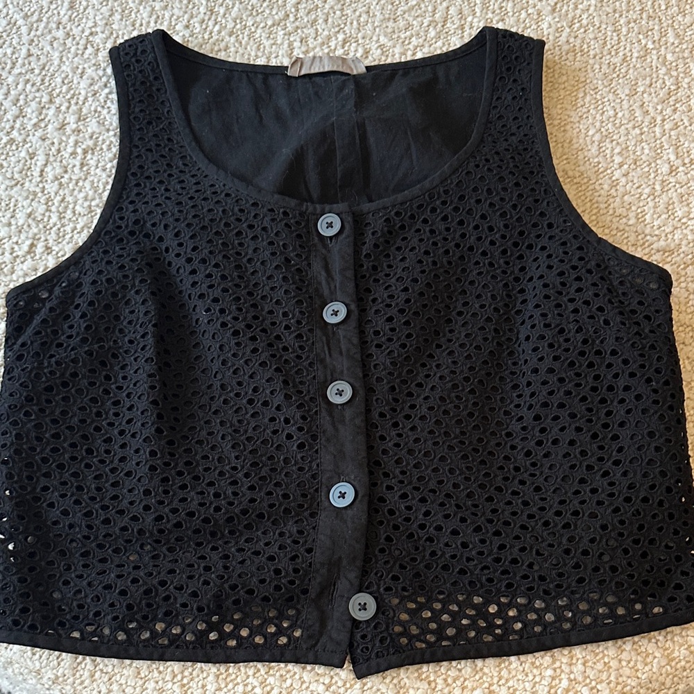 Everlane Black Eyelet Crop Top